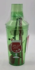 Jolly Juice Cocktail Shaker Set Shot Cup & Cocktail Shaker 4 Straws 8 Ice Cubes 