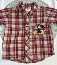 Vintage Disney Mickey  s Stuff For Kids Plaid Button Up Shirt Size 3T Embroidered