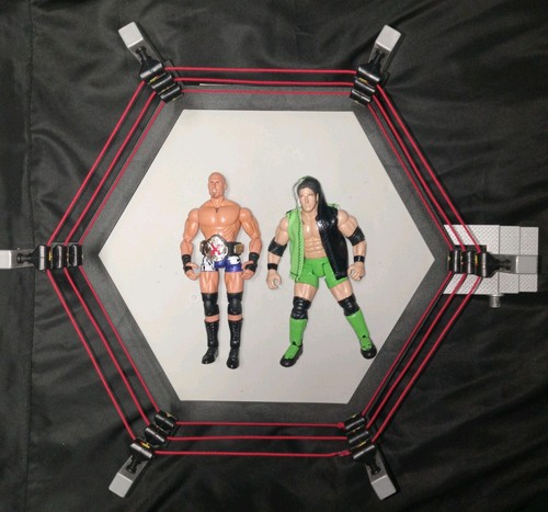 TNA Impact Champion X 6 Sided Ring With Exclusive AJ Styles Figure Green Attire