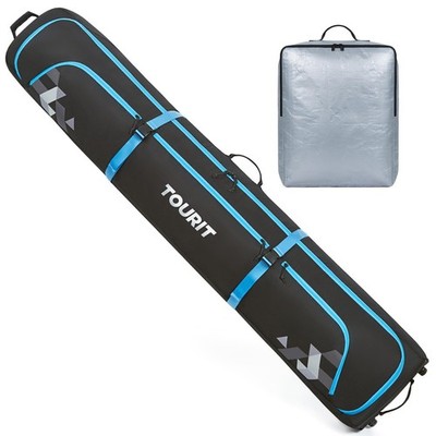 TOURIT Rolling Ski Bag and Ski Boot Bag Combo - Fully Padded Snowboard Bag wi...