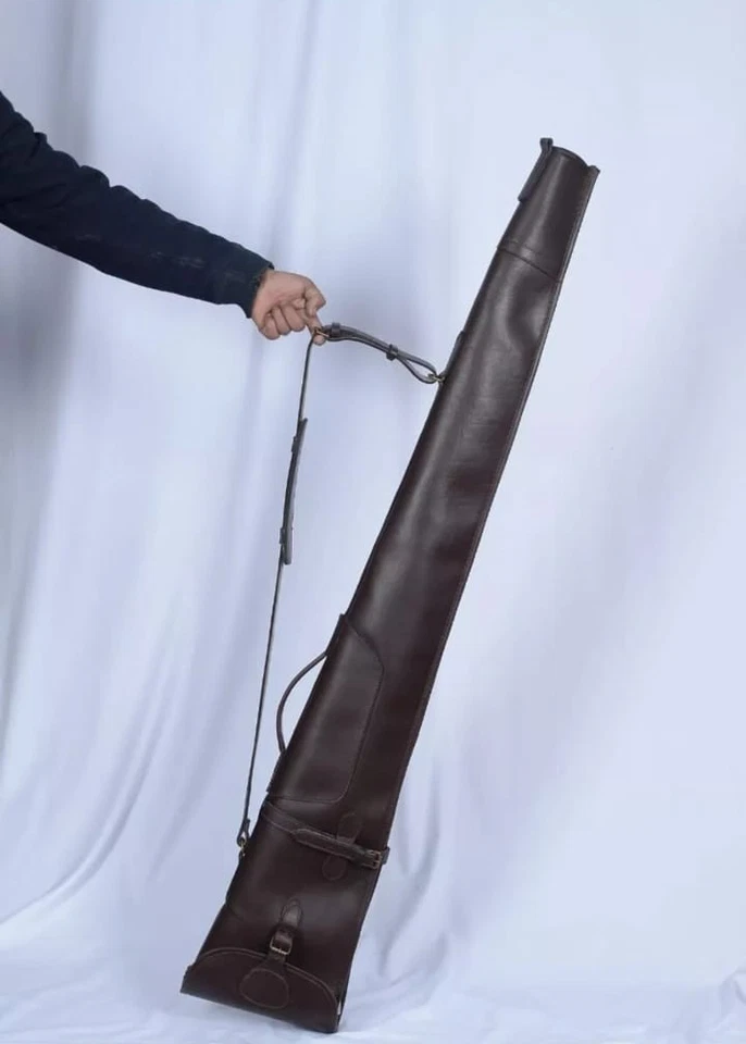 Hunting Shotgun Slip Genuine Case Leather Gun Slip Bag Shooting Padded Carry - Image 4 of 4