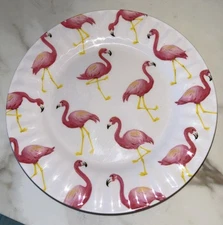 Melamine Pink Flamingo 8” Salad Plates Beach/Pool Decor Set of 4