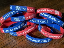 10-Pack I Am CHARLIE KIRK Wristbands This is our TURNING POINT Bracelets 7.5