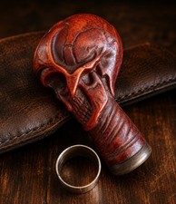 Handmade Red Skull Walking Cane Black Wood Shaft Gothic Walking Stick 36 Inches