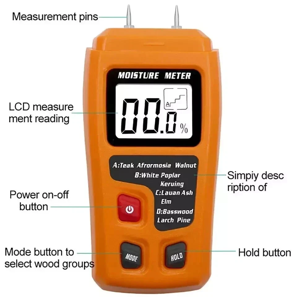 Digital Moisture Detector Damp Meter Wood Brick Screed,Wallpaper Caravan-Tester - Image 3 of 4