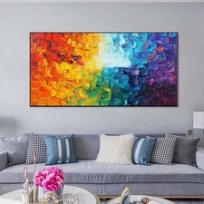 Modern Abstract Texture Red Hand Painted Oil Painting on Canvas Living Room 