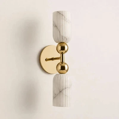 Applique murale moderne en albâtre laiton double lumière luminaire luxe MCM a... - Photo 1/4