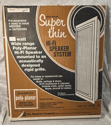 Rare Poly-planar Super Thin Hi Fi Speaker NOS VINTAGE With ORIGINAL BOX NEW