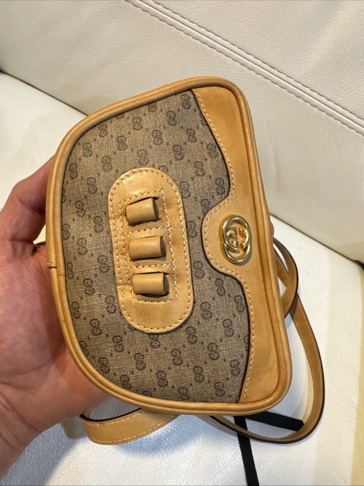 Gucci Micro Holster GG Supreme Shoulder Bag PVC Beige Gold  007 067 0523 RARE! thumbnail 13