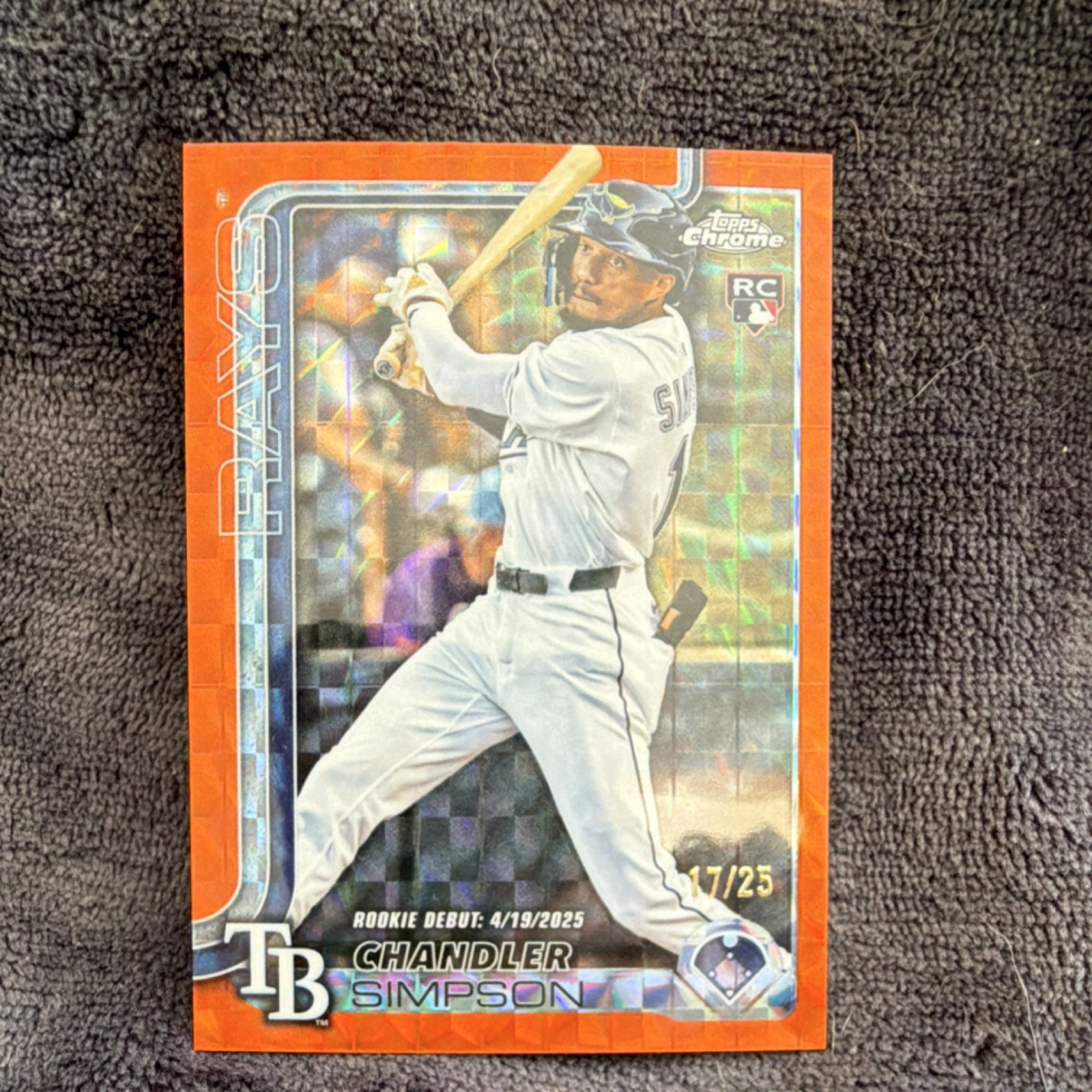 Topps Chrome Update Chandler Simpson USC17 Orange /25 Rookie Tampa Bay Rays 2025