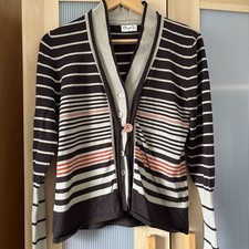 Oscar B Womens Brown Cotton Blend Cardigan Size S