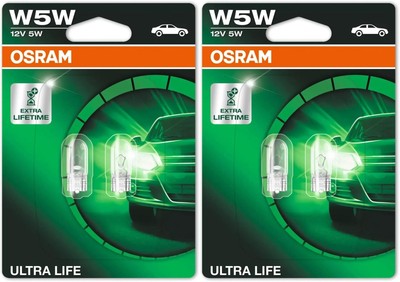 2x OSRAM ULTRA LIFE W5W W2.1x9.5d 12 V/5 W (2er Blister)
