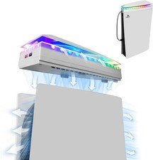 Console Cooling Fan With Dust Cover Colorful Led Light For Ps5 Console Disc Edit