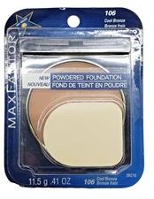 NEW Max Factor Powdered Foundation Mirrored Compact-106 Cool Bronze