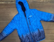 Boys Eddie Bauer Blue Hooded Puffer Jacket Full Zip Insulated L XL No Size Tag