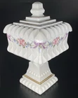 Vtg Milk Glass Pedestal Candy Dish Wedding Cake Westmoreland Hand Painted Floral