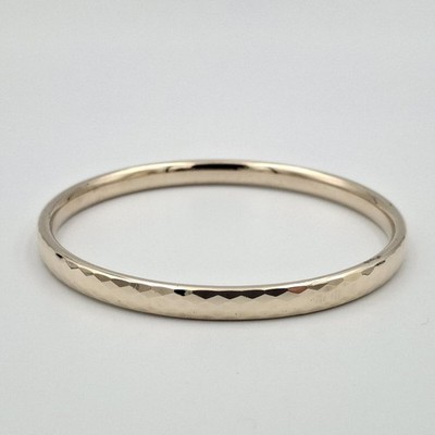 Atasay Kuyumculuk 925 Sterling Silver Gold Tone Sparkle Faceted Bangle Bracelet