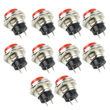 10* Small Self-Reset Round Button Head Power Switch Circle Kill Button Switch L