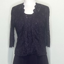 R&M Richards Womens Size 10 Plum Sequin Lace Dress Jacket 2 Pc Formal Wedding