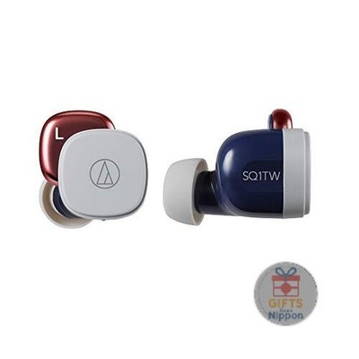 Audio-Technica ATH-SQ1TW Wireless Earbuds Navy Red Bluetooth IPX4 Fast Charge