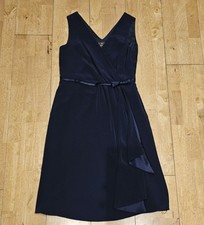 Fenn Wright Mason Navy Blue Faux Wrap Dress UK 12