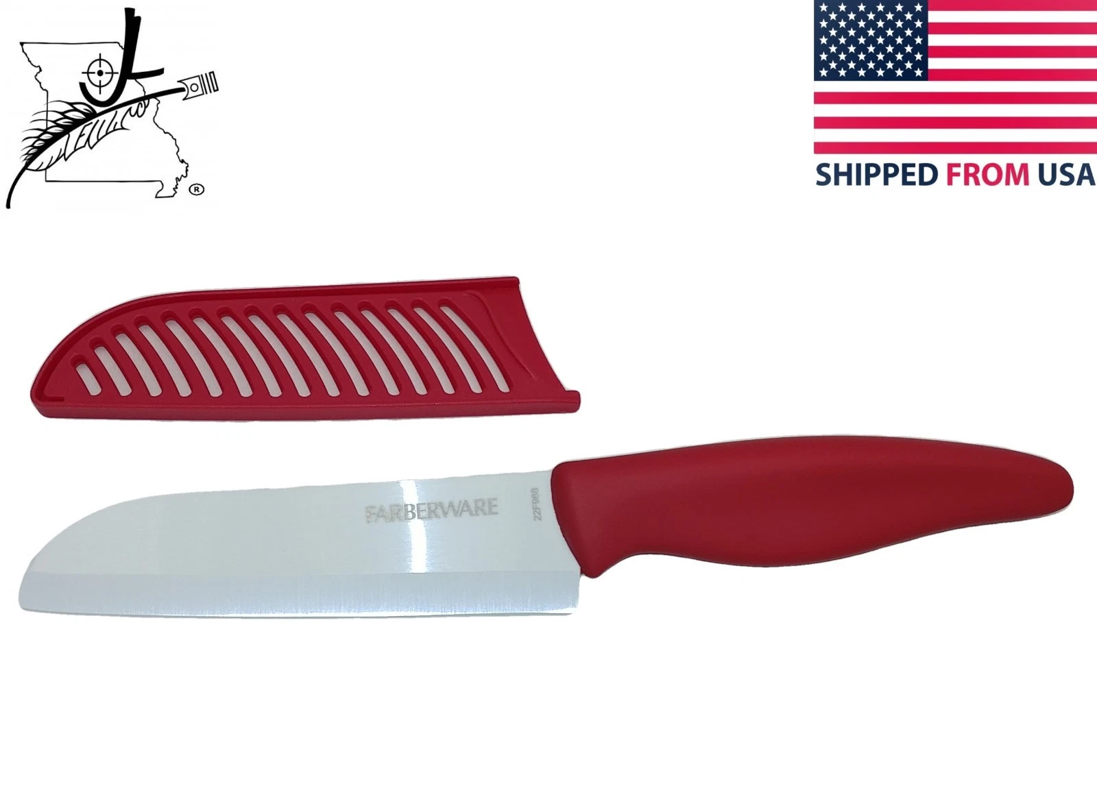 5" Farberware Ceramic Blade Santoku Cooking Knife & Cover Professional