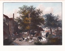 Fattoria Allevamento Pecore Mucche Incisione In Acciaio Godfrey/Cooper 1850