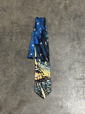 Vintage 1994 Ralph Marlin Vincent Van Gogh A Sidewalk Cafe at Night Novelty Tie