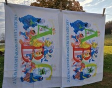 Vintage Sesame Street Flat  Fitted Bed Sheets Full Size 2 P Cases ABC Alphabet