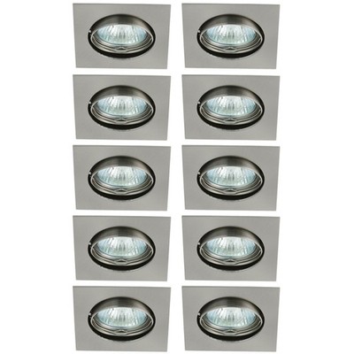 10 x Einbaustrahler Lampe IZZY DT10 Chrom matt eckig max. 50W GU5,3 schwenkbar