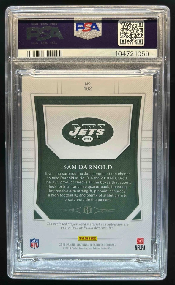2018 National Treasures Sam Darnold RC Patch Auto #79/99 Jets PSA 9/10 - Image 2 of 2