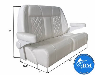 Captain's Chair Helm Boat Seat | 36'' | White | 3 Year Warranty | USA
