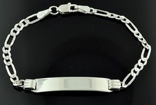 14k Solid white gold kids baby ID bracelet figaro LOBSTER clasp 2.80grams 3781