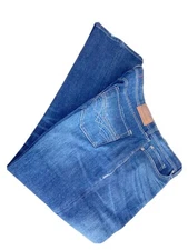 Seven7 Mens Straight Fit Dark Wash Jeans Size 40x33 Starched Whiskered Fade EUC