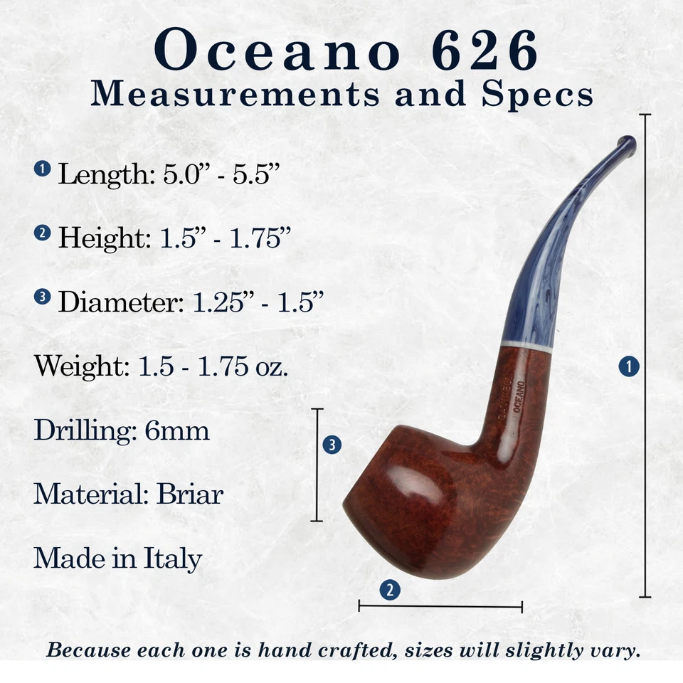 Pipa de tabaco de billar doblada colorida única Savinelli Oceano Smooth 626 6 mm NUEVA Foto 3 de 4