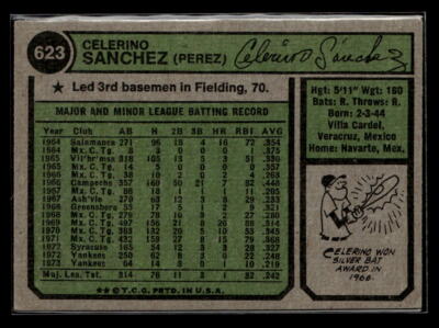 1974 Topps #623 Celerino Sanchez - NM/MT+ Set Break! | eBay
