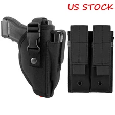 Right Hand Belt OWB Waist Pistol Gun Holster Holder with Tactical Magazine Pouch