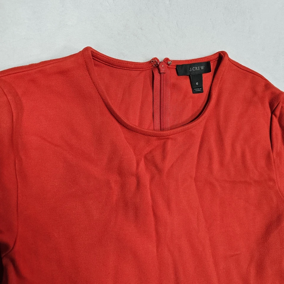 Vestido J Crew para mujer Ponte Ponte rojo línea A midi elástico manga larga peso medio Foto 3 de 4