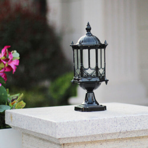Black Pillar Light Modern Lantern Garden Lighting Outdoor Yard Gate Post Lamp - Picture 7 of 7