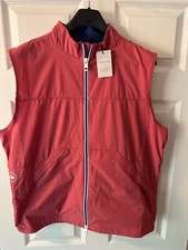 Peter Millar Crown Cape Red Full Zip Vest 4 Way Stretch Jacket NWT $168 sz Med