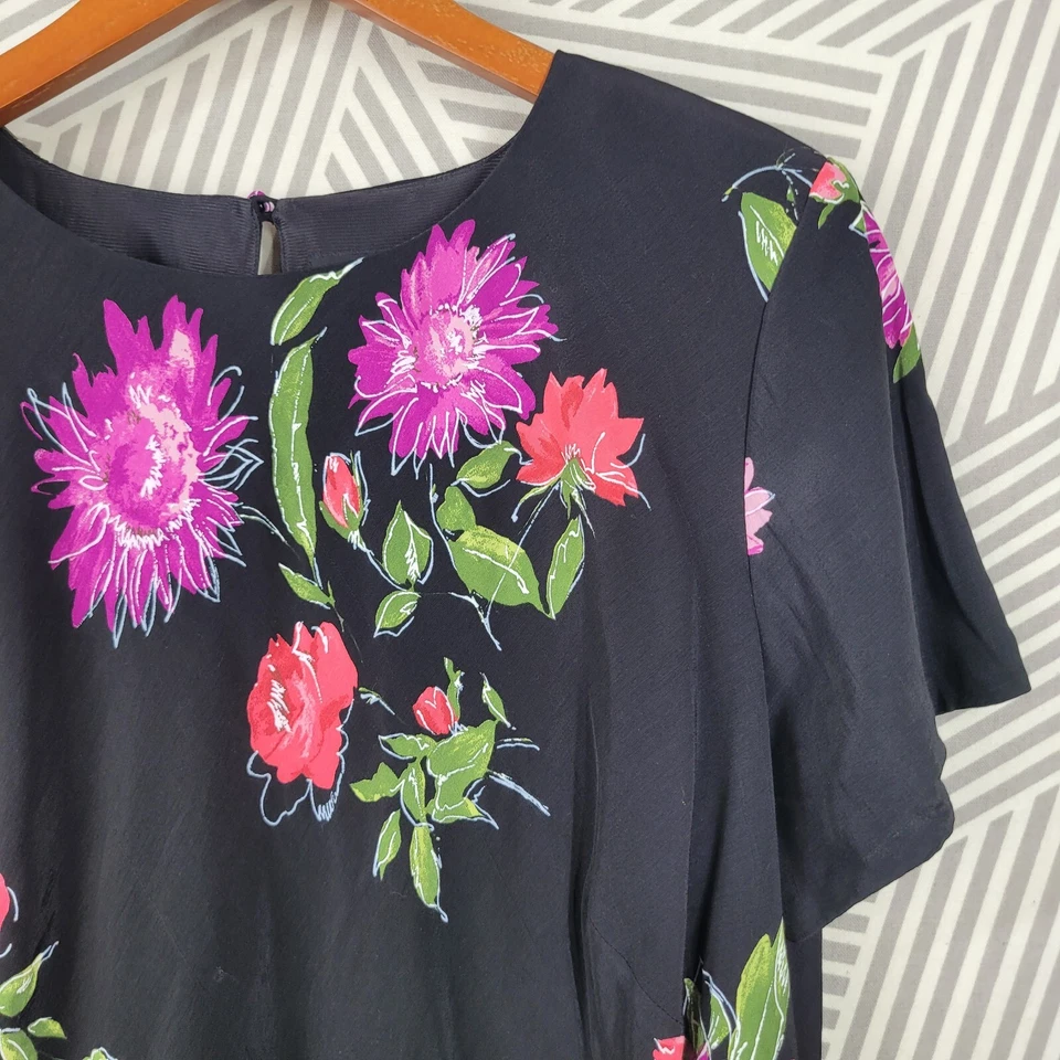 Vestido de fiesta vintage años 90 talla 18 grunge alt floral púrpura rosa negro en capas Foto 4 de 4