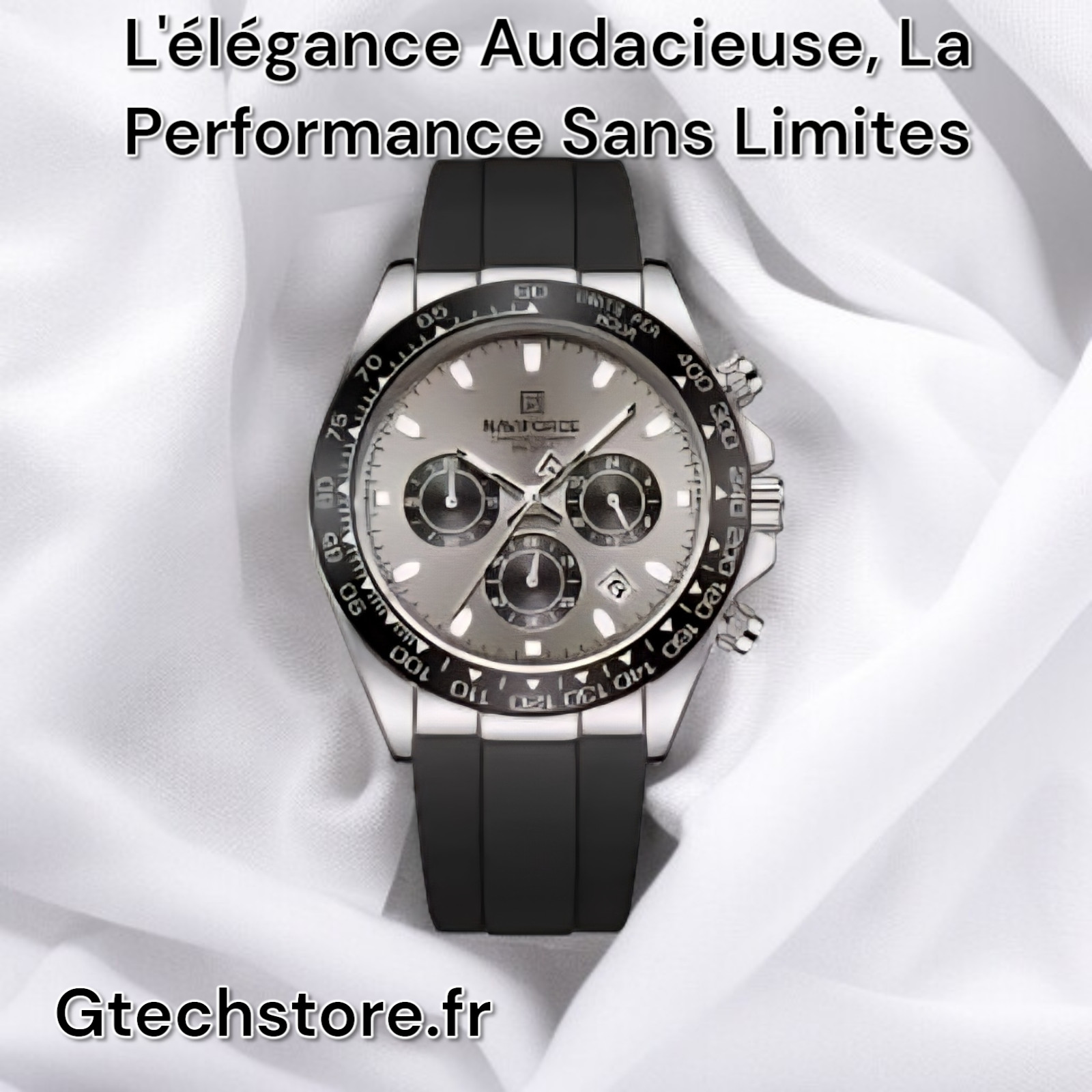 Montre étanche homme quartz chronographe de luxe avec cadran sport et verre minéral