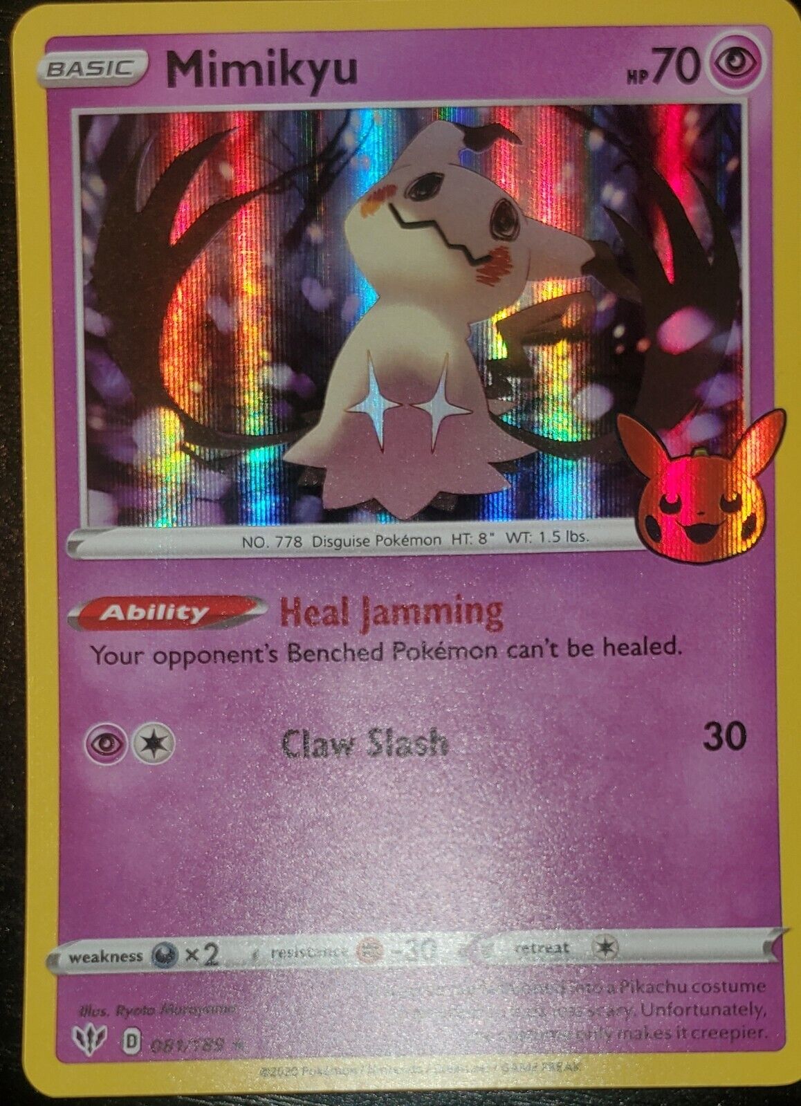 Mimikyu 081/189 LP/NM Reverse Holo Darkness Ablaze Pokemon Card 81/189  spooky