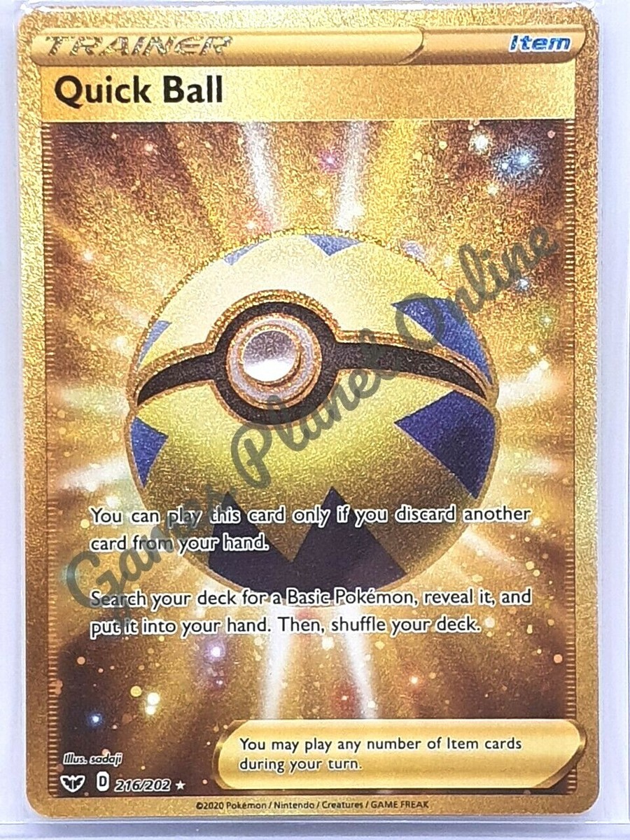 gold quick ball pokemon card PSA9 2020 Pokemon Swsh - Quick Ball Gold - 216/202