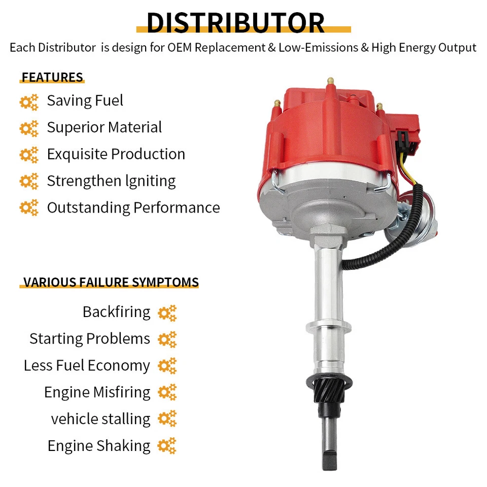 INLINE 6 232 258 4.2L 6 CYL HEI DISTRIBUTOR + RED WIRES USA FOR JEEP CJ5 CJ7 AMC - Image 2 of 4