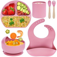Silicone Baby Feeding Set 6 pcs Premium BPA-Free Baby Led Weaning Supplies wi...
