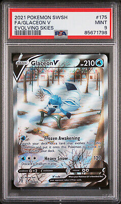 2021 POKEMON EVOLVING SKIES GLACEON V #175 FULL ART HOLO PSA 2021 POKEMON EVOLVING SKIES GLACEON V #175 FULL ART HOLO PSA