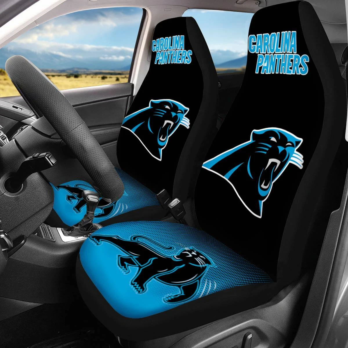 Car Seat Cover  Seat Protector 2Pc with Carolina Panthers