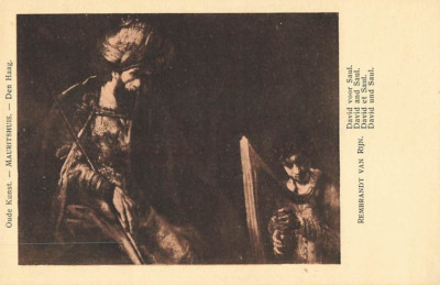 Postcard Art Rembrandt David and Saul