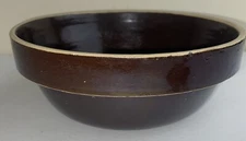 Vintage Pottery Bowl Farmhouse Primative Brown Lusterware 8.25”x3.25”